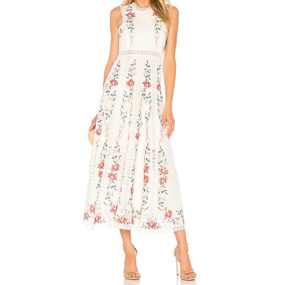 ZIMMERMANN Embroidered White Linen Dress